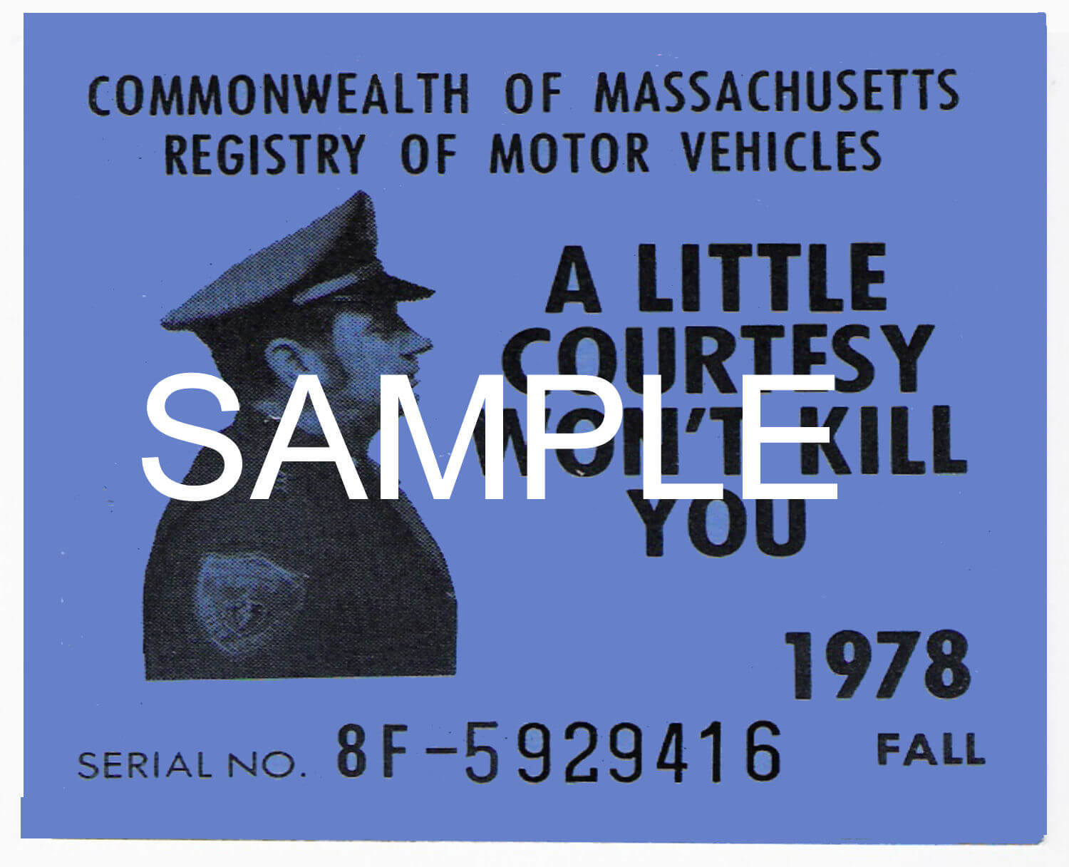 Modal Additional Images for 1978 Massachusetts FALL INSPECTION Sticker